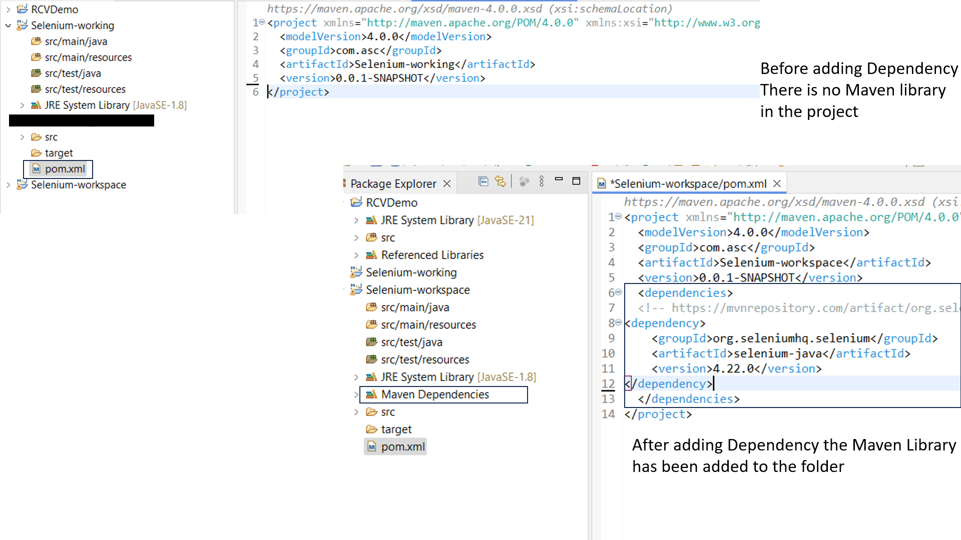 adding dependencies to the project